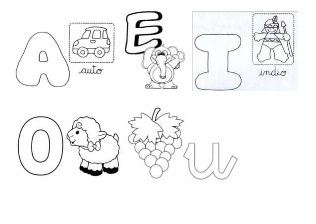 Dibujos de las Vocales | Para Imprimir fácilmente con los peques